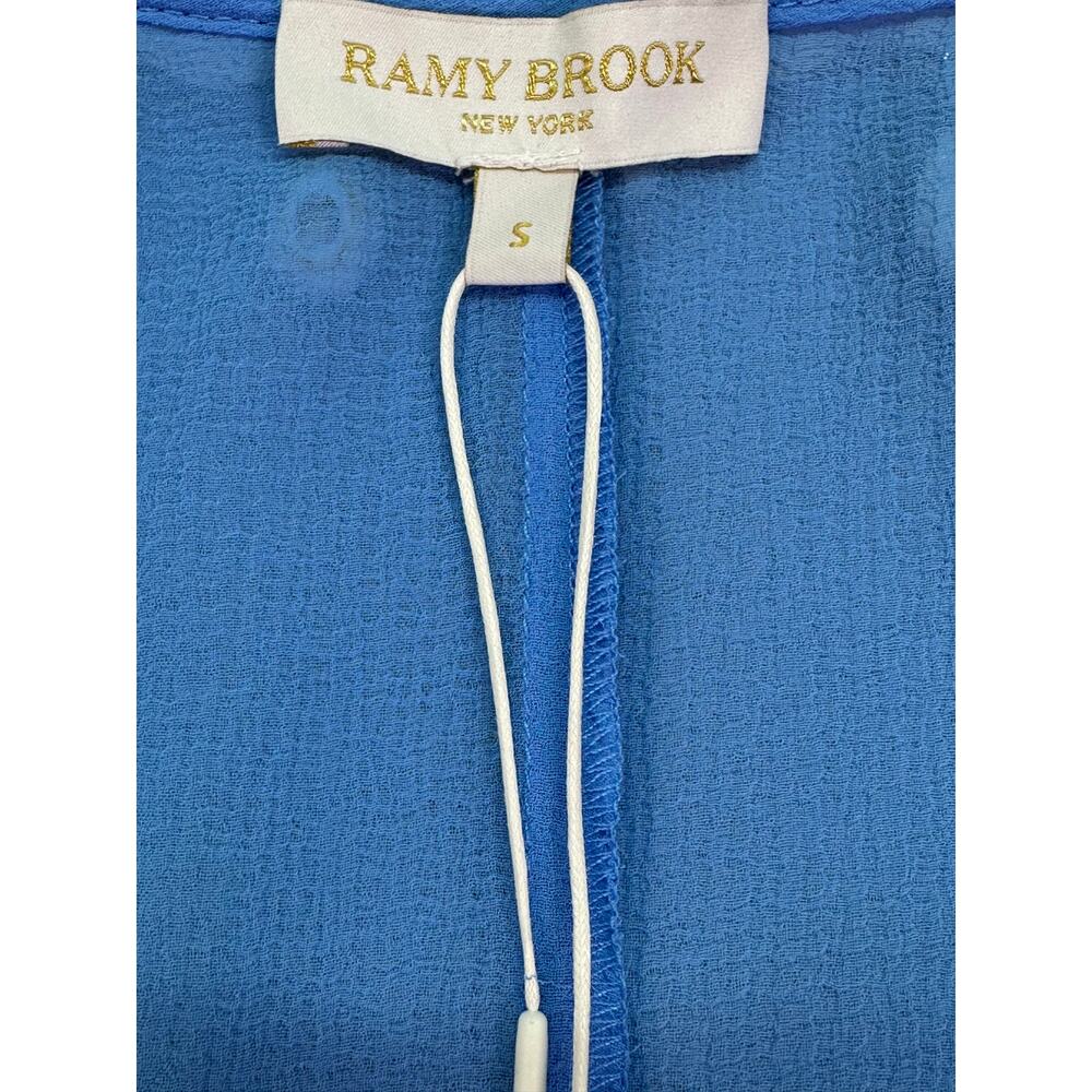 NWT Ramy Brook Nikolai Maxi Cover Up Serene Blue Shell Lace Trim Sheer Size S - Picture 8 of 14